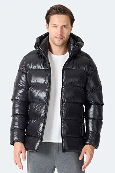 Slazenger Ανδρικό πουπουλένιο μαύρο παλτό και μπουφάν HOOT με κουκούλα