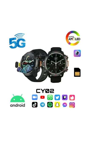 SMART BARRY ساعة ذكية Smartbarry CY02 5G دائرية تعمل بنظام أندرويد وذاكرة وصو...