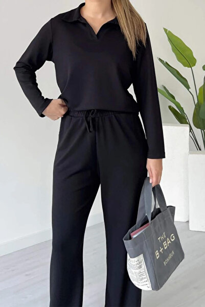 Mogi Butik Women's Modal Fabric Polo Neck Long Sleeve Suit 3114