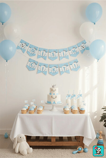 Bunloon Zigzag Banner Blue My Teeth Came Out Writing – Tooth Wheat Party Decoration