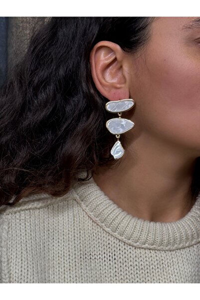 AUBRA Sedefli Salantılı Çelik Küpe