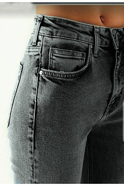 Livik Skyrim Lycra 90's Women's Smoked Snow Super High Waist Slit Leg Denim J...