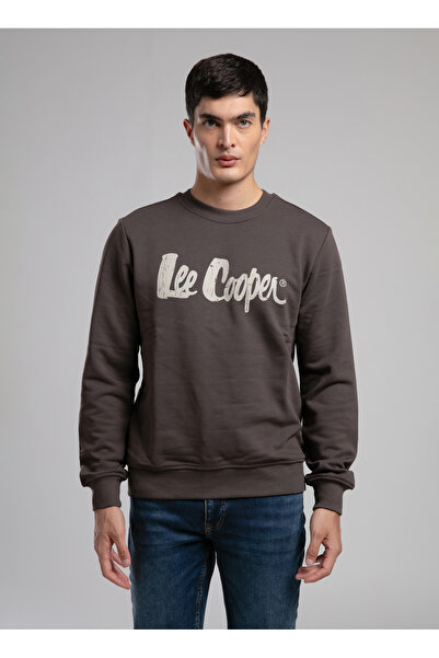 Lee Cooper Ανδρικό φούτερ με στρογγυλή λαιμόκοψη καφέ 261 LCM 241041 JEFFI BROWN