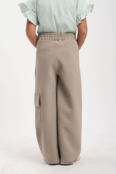 WE AND ME Wide Leg Rubber Waistband Belted Pocketed Girls' Trousers