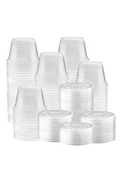 GENERIC4 Small disposable plastic sauce cups with lids, 50-piece, transparent