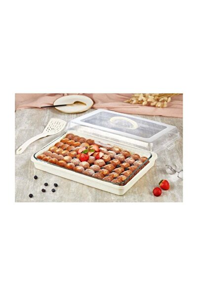 GENERIC4 علبة بلاستيكية للكيك والمعجنات بغطاء شفاف