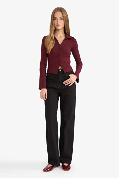 DeFacto Fitted Polo Yaka Fitilli Kaşkorse Hırka G3057AX25WN