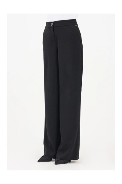 Armani Exchange Women's Regular Waist Comfortable Fit Wide Leg Black Pants Xw001264 Af16148-Uc001