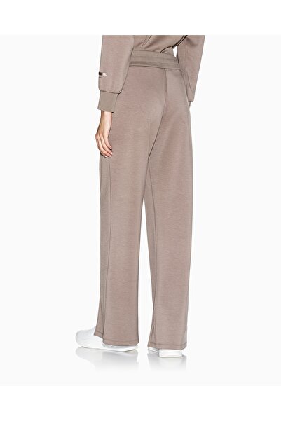 Armani Exchange Women's Comfortable Fit Pleated Elastic Waist Slit Wide Leg Brown Trousers Xw001289 Af16111-U