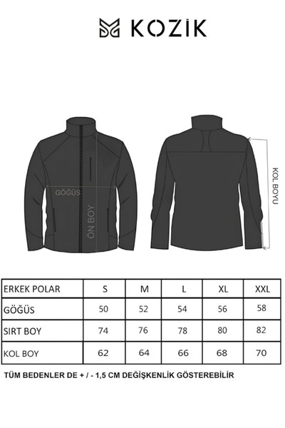 Kozik Men's Fleece Standard Full Zip 3 Pocket Men's Fleece Cardigan