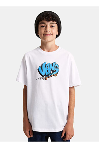 Vans Baskılı Beyaz Erkek Çocuk T-Shirt VN000RDGWHT1-BY SK8 SS