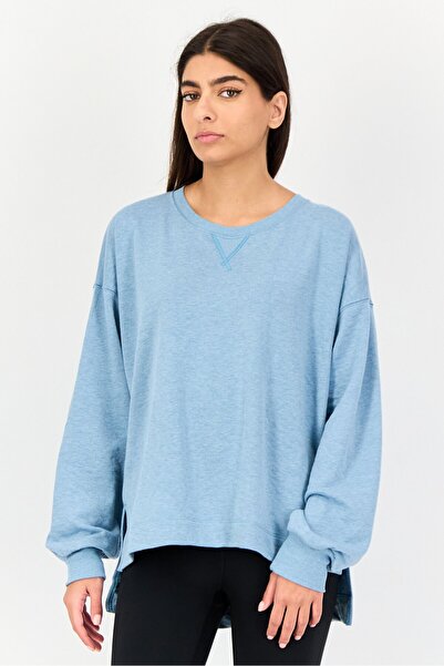 Nike سويت شيرت تدريبي نسائي بأكمام طويلة من Dri Fit، أزرق فاتح