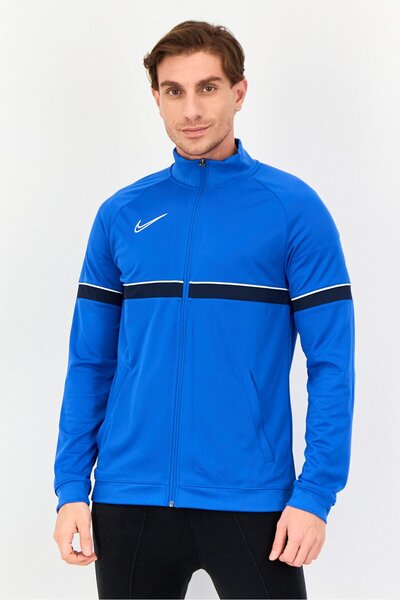Nike جاكيت تدريب رجالي Dri Fit مطرز بشعار، أزرق