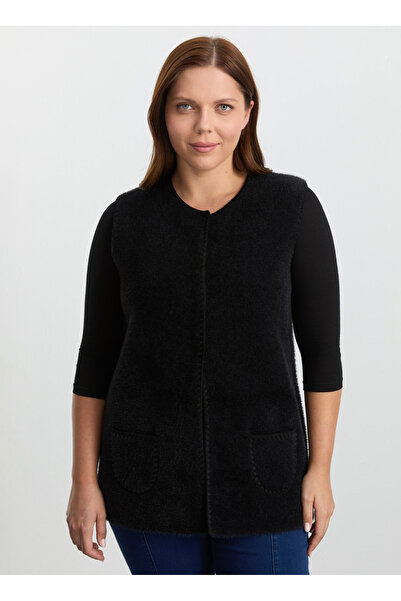 Selen Siyah Kadın Yuvarlak Yaka Normal Şişme Yelek 25KSL2074