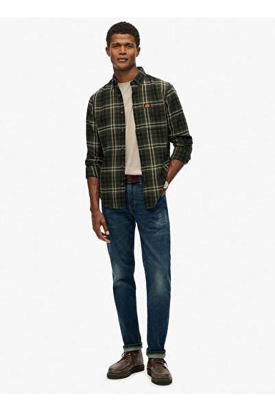 SUPERDRY Regular Fit Haki Kareli Erkek Gömlek M4011047A-H7J