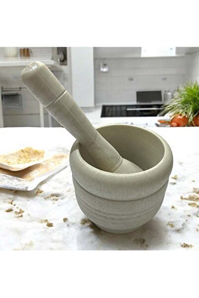 GENERIC4 هاون ومدقة لسحق التوابل والفلفل والأعشاب والثوم - أبيض