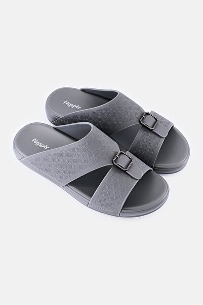 Algspar Men 2 Strap Slip On Arabic Sandals, Grey