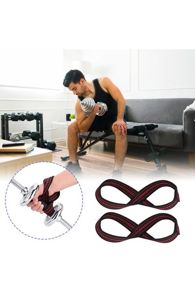 MUMO Weight Lifting Straps, Soft Nylon Figure 8 Gym Training Support Hand Protective Sleeves (M)