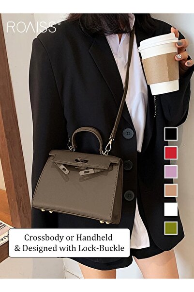 ROAISS حقيبة كتف نسائية كاجوال بمقبض كلاسيكي وحزام قابل للفصل، حقيبة كيلي، حق...
