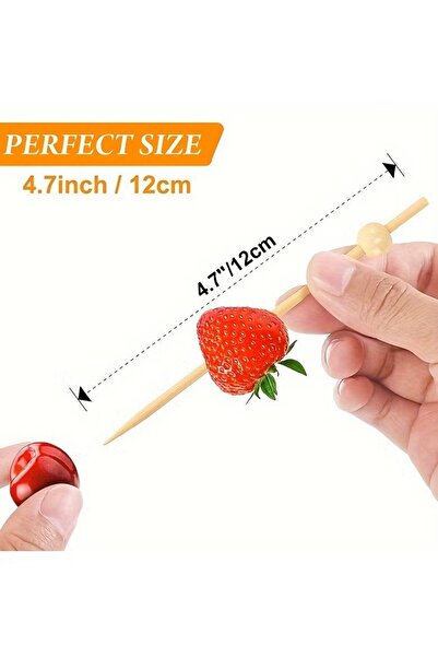 Generic 100PCS Natural Toothpicks/Skewers (4.7IN) - For Appetizers, Drinks, Party Charcuterie Boards