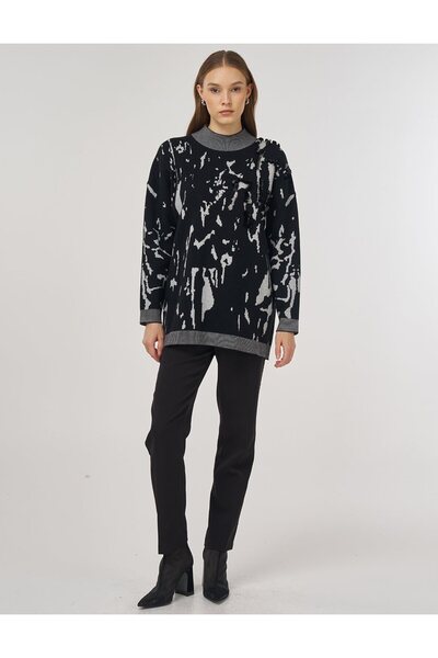 Kayra Sequin Detailed Knitwear Tunic Black