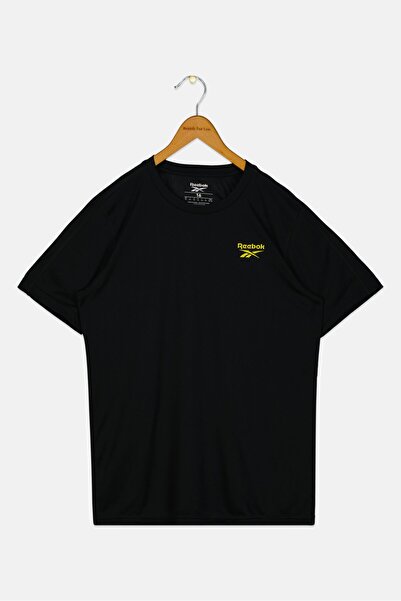 Reebok تي شيرت رياضي قصير الأكمام مناسب للأولاد الصغار، أسود
