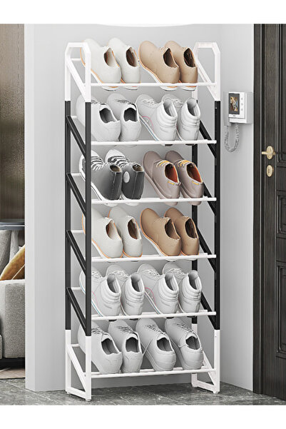 Generic 6-Tier Black Plastic Shoe Rack, Slanted Large Capacity Dustproof Shoe...