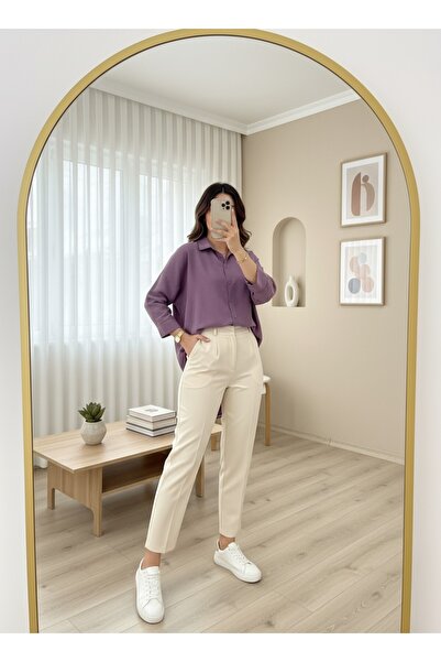 MissRunin Arkası Uzun Düğmeli Poplin Gömlek