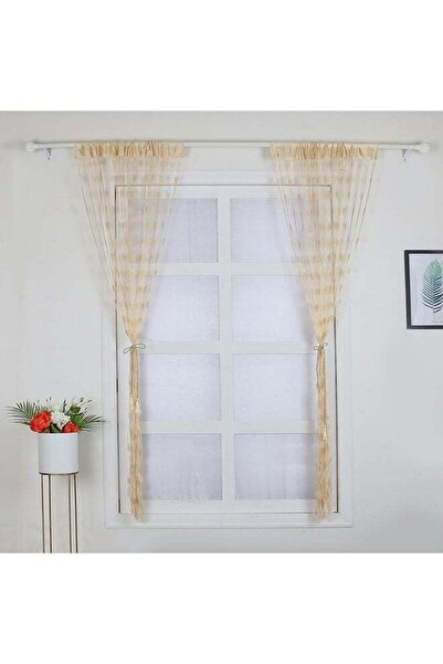 fun zone Generic Heart Pattern Curtain Beige 100 x 200 centimeter