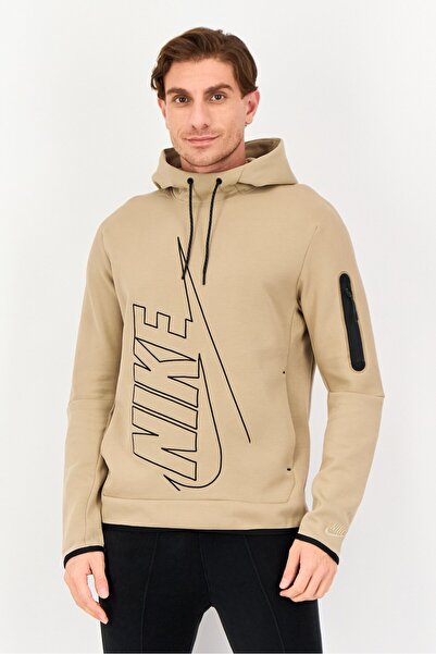 Nike Men Sportswear Fit Embroidered Logo Outdoor Hoodie, Tan