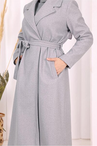 TRENDTESETTÜR Women's Gray Belted Coat t 96007
