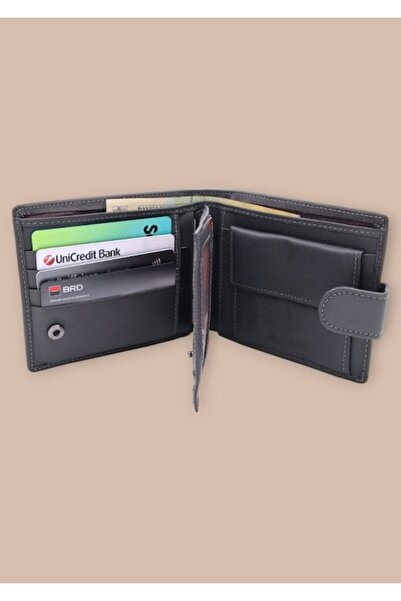 HASSION Men's Leather Wallet 242 - Dark Grey
