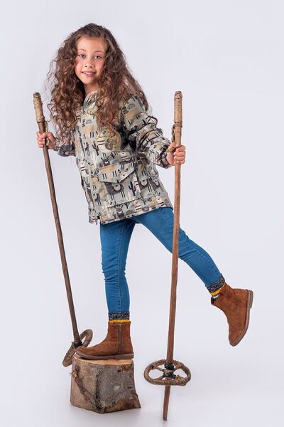 Minigimin Cicileri Palton de iarnă din blană pentru fetiță cu glugă cu model ...