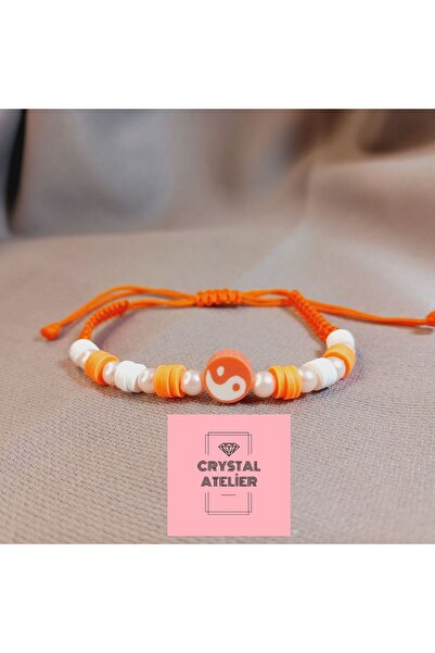 Crystal Atelier Orange Ying Yang Handmade Adjustable Macrame Lucky Bracelet –...