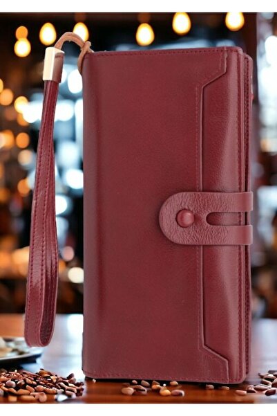 HASSION - Women's wallet genuine leather A12, Wine Red