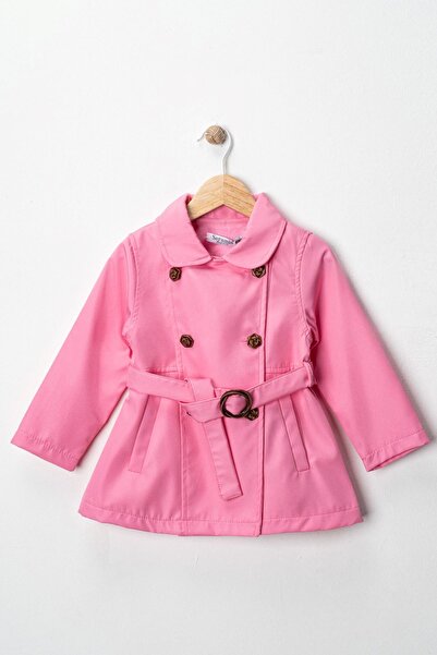 Minigimin Cicileri Trench coat pentru fetiță cu curea și căptușeală - roz