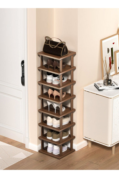 Generic خزانة أحذية خشبية ضيقة بثمانية طبقات، 25×24×127 سم، خزانة أحذية عمودي...