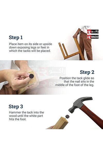 Raco Furniture Feet Nail-On Round Heavy-Duty Anti-Sliding Felt Pads, Pack of 50 (22mm, Brown)