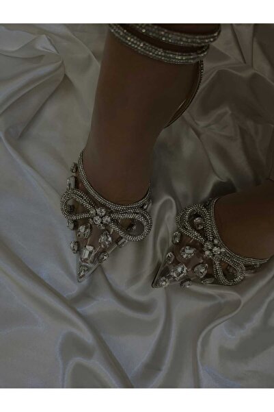 DasMiray TAŞLI TOPUKLU ABIYE ÖZEL GÜN GELİN AYAKKABISI