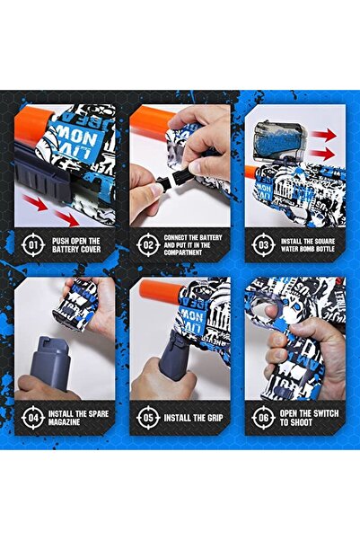 dalip electric toy machine gun MP9, gel water beads, 5000 beads, blue