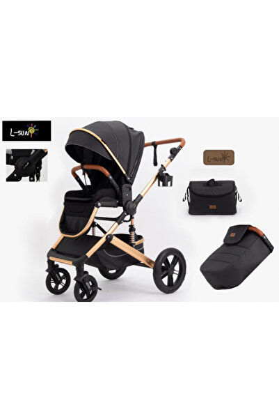 L-Sun Cărucior pentru bebeluși 0-36 luni, suspensie, mâner reversibil, scaun ...