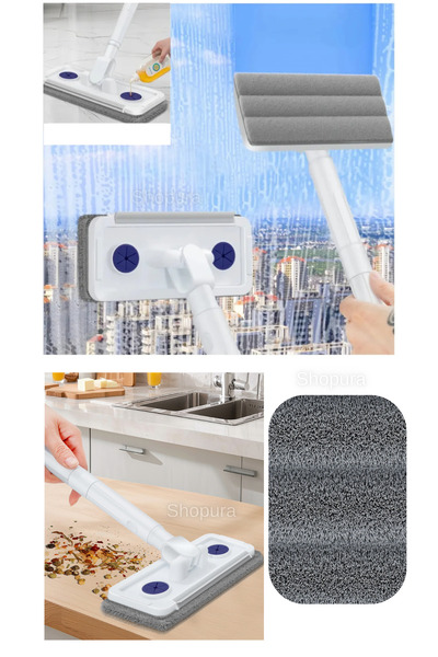 Shopura Mikrofiber Bezli Mop Camsil Duvar Yüzey Cam Silme Paspas