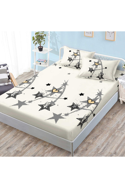 Patul Husa de pat cu elastic + 2 Fete de Perna, Bumbac Finet