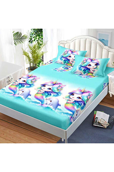 Patul Husa de pat cu elastic + 2 Fete de Perna, Bumbac Satinat