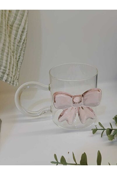 BUCOLIC Pink Bow Glass Mug Cup