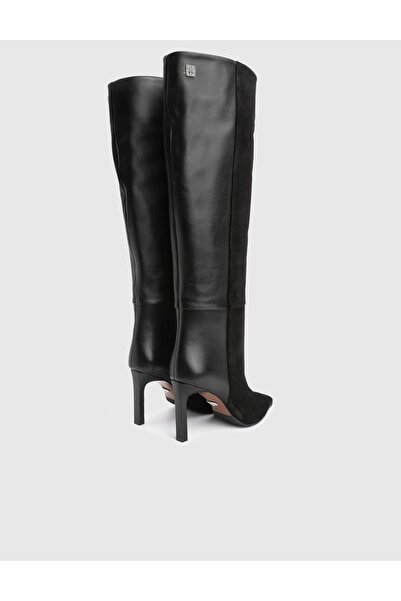 İLVİ Erica Hakiki Süet Deri Kadın Siyah Topuklu Çizme