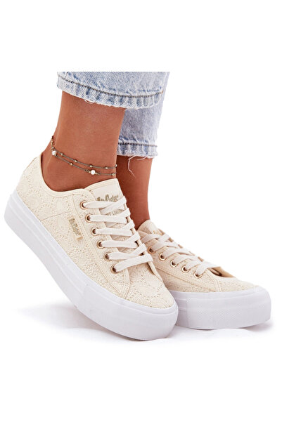 Lee Cooper Women's Lace-Up Sneakers LCW-25-31-3440L Beige 38