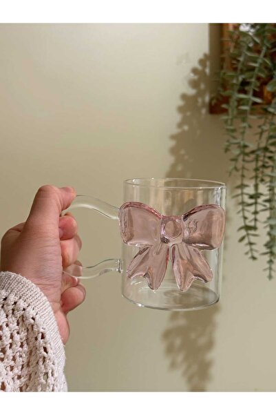 BUCOLIC Pink Bow Glass Mug Cup