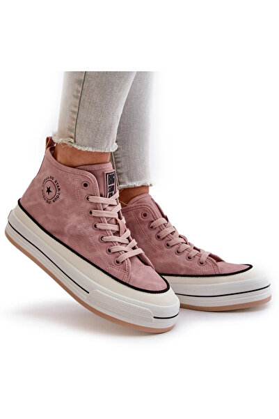 Big Star Shoes Women's Warm Platform Sneakers Leather Big Star OO274068 Pink 37