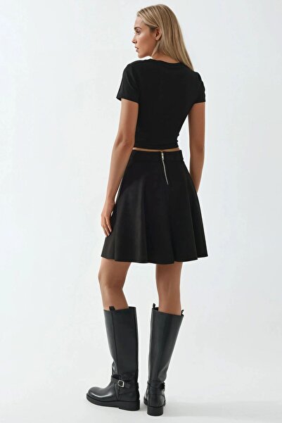 Hiccup Μίνι φούστα από ψεύτικο καστόρι με ψηλόμεσο φερμουάρ